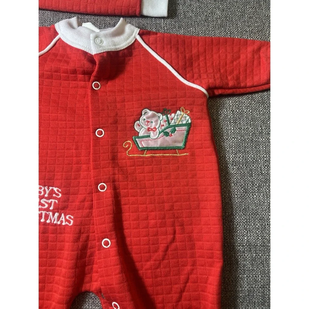VINTAGE 1990'S BABYGRO INFANT BABY'S FIRST CHRISTMAS SLEEPWEAR‎ -0-3 Months
